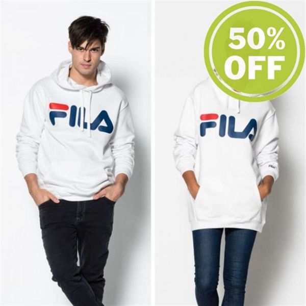 Fila Classic Logo Hood Women's Sweatshirts - White,NZ 718-92683